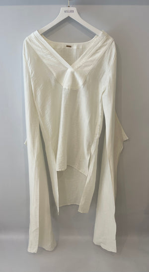 Cult Gaia White Linen Long Sleeved Rishima Cover Up Dress Size XS (UK 8) RRP £410