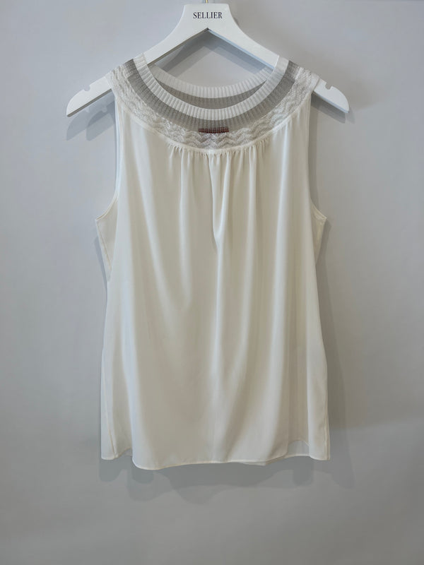 Missoni Cream Silk Top with Collar Details Size IT 40 (UK 8)