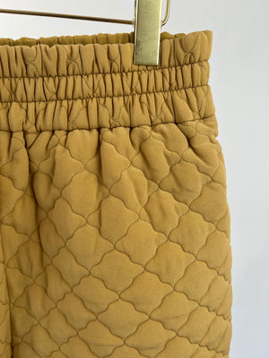 Fendi Mustard Yellow Padded High-Waisted Silk Shorts Size IT 42 (UK 10)