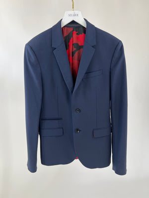 Valentino Menswear Navy Tailored Blazer with Red Interior Size IT 44 (UK 34)