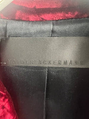 Haider Ackermann Red Ruched Velvet Long-Sleeve Blazer Size FR 40 (UK 12)