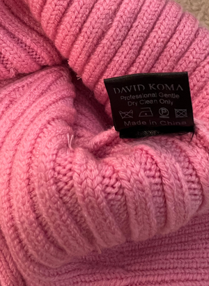 David Koma Pink Ribbed Knit Jumper with Transparent Bead Details Size L (UK 12) RRP £552
