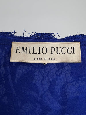 Emilio Pucci  Electric Blue Lace Wrap Dress with V Neckline Size IT 44 (UK 12)