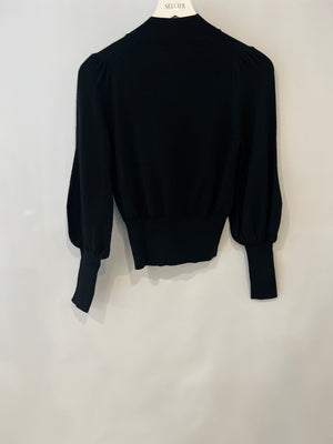 Zimmermann Black Wool Jumper with Balloon Sleeves and Bow Detail Size 0 (UK 8)