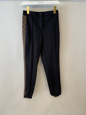 Fendi Black Ski Trousers with Brown FF Logo Detail Size IT 38 (UK 6) RRP £1,000