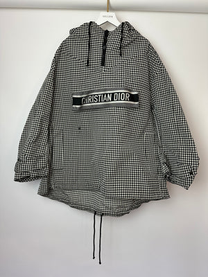 Christian Dior Hooded Anorak in Black & White Houndstooth Technical Taffeta Size S (UK 8)
