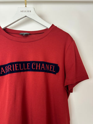 Chanel Red "Gabrielle Chanel" Logo T-Shirt Size FR 40 (UK 12)