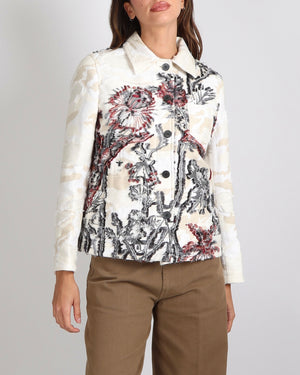 Christian Dior White, Cream and Navy Embroidered Denim Jacket with CD Logo Detail Size FR 36 (UK 8)