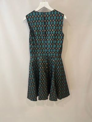 Dolce & Gabbana Turquoise Metallic and Gold Jacquard Mini Dress Size IT 38 (UK 6)