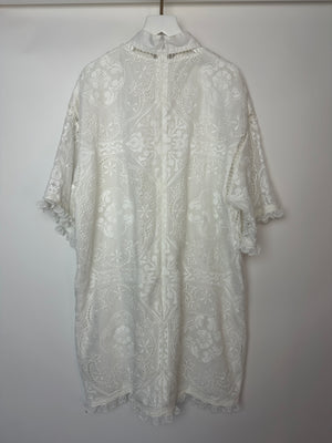 Zimmermann Laurel Lace Shirt Buttoned Dress in Ivory White Size 1 (UK 10)