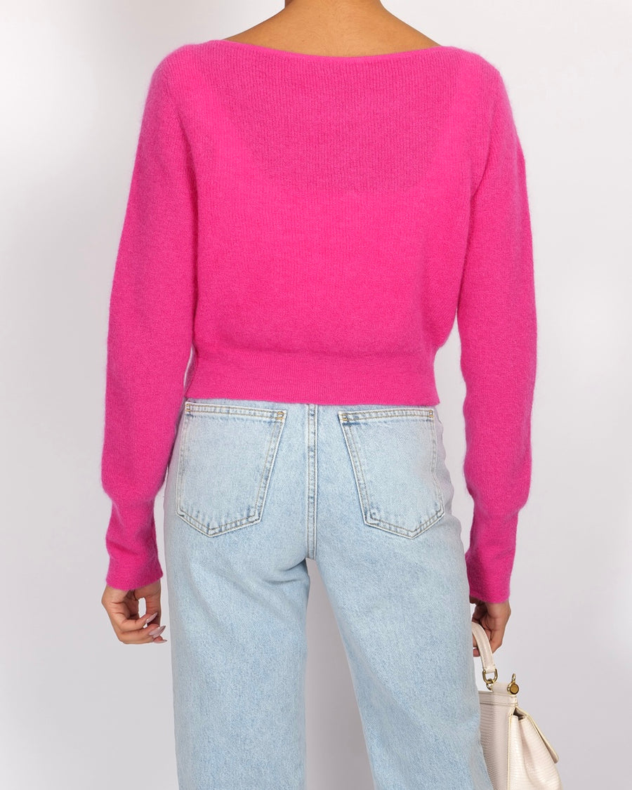 Jacquemus Mohair Pink Long-Sleeved Cardigan Size FR 44 (UK 16) RRP £265