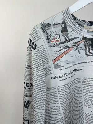 Comme Des Garçons Black Newspaper Print Long Sleeve T-Shirt FR 38 (UK 10)