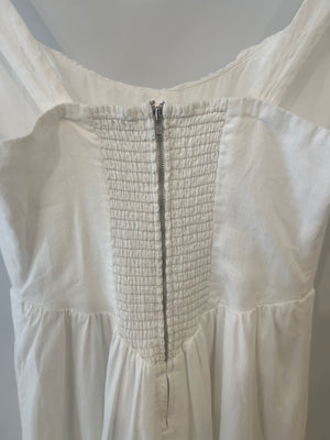Reformation White Linen Balia Midi Dress with Corset Detail Size US 4 (UK 8)