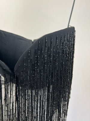 Rasario Black Strapless Bustier Top with Embellished Tassel Details Size IT 40 (UK 8)