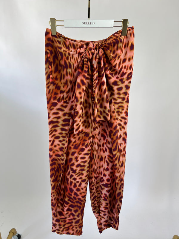 Stella McCartney Orange Leopard Trousers with Bow Detail Size IT 40 (UK 8)