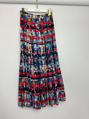 Chanel 16/S Cuba Pink and Blue Cotton Two-Piece Top and Maxi Skirt Set Size FR 36 (UK 8)