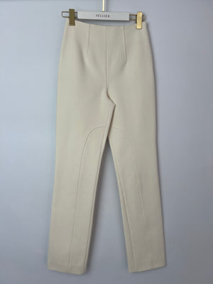 Hermès Cream Riding Trousers with Stitching Detail FR 34 (UK 6)