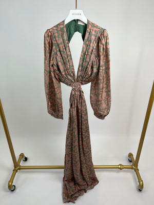 Hannah Pink Rio Cutout Floral-Print Silk-Habotai Maxi Dress FR 34 (UK 6)