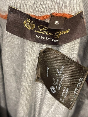 Loro Piana Light Grey Cashmere Gilet and Jogger Set with Orange Detail Size S (UK 8)