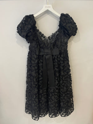 Dolce & Gabbana Black Short-Sleeve Mini Dress with Bow Detail Size IT 42 (UK 10)