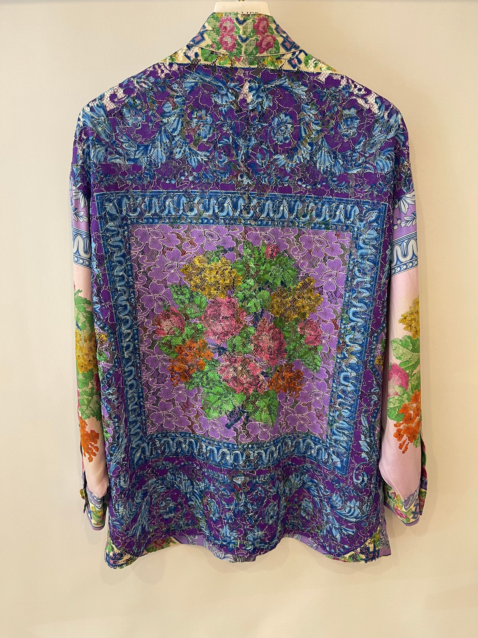 Gianni Versace Couture 90's Purple and Multicolour Silk