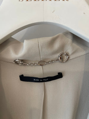 Gucci Light Grey Silk Long Blazer Jacket Size IT 38 (UK 6)