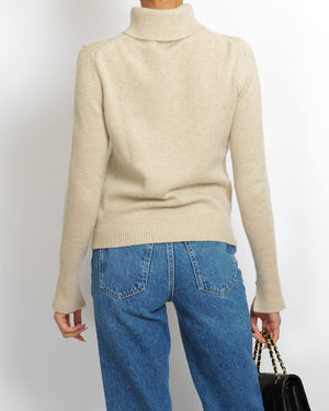 Joseph Beige Cashmere High Neck Jumper Size S (UK 8)