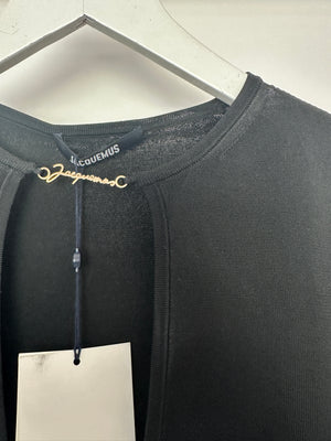 Jacquemus Black Short Sleeve Top with Gold Logo Detail Size FR 34 (UK 6)