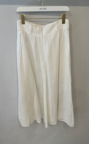 Zimmermann White Midi Linen Skirt Size 3 (UK 14)