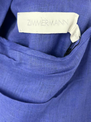 Zimmermann Blue Linen Strap Midi Dress Size OP (UK 6P)