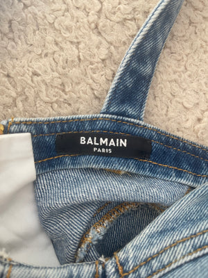 Balmain Denim Mini Dress with Silver and Gold Buttons Size FR 36 (UK 8)