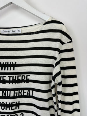 Christian Dior Navy & White Striped Long Sleeve Top Size XS (UK 6)