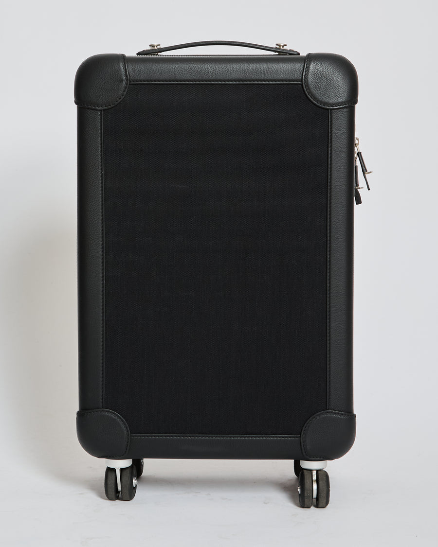 *HOT* Hermès Rolling Mobility Suitcase in Black with Black Clemence Leather Trim and Aluminium Hardware