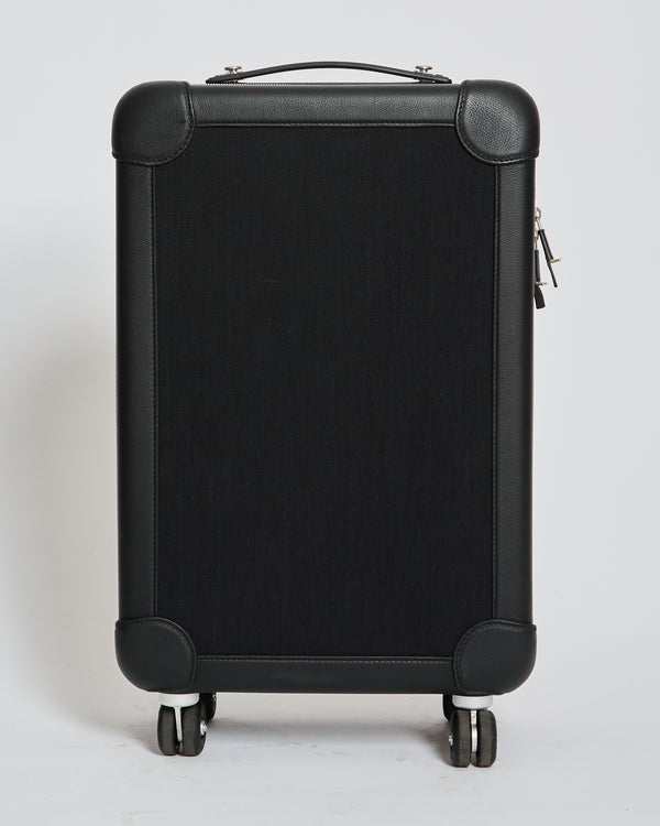 *HOT* Hermès Rolling Mobility Suitcase in Black with Black Clemence Leather Trim and Aluminium Hardware