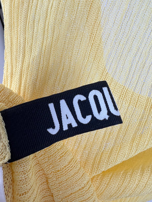 Jacquemus Yellow Ribbed Short Sleeve T-Shirt with Button Detail FR 38 (UK 10)
