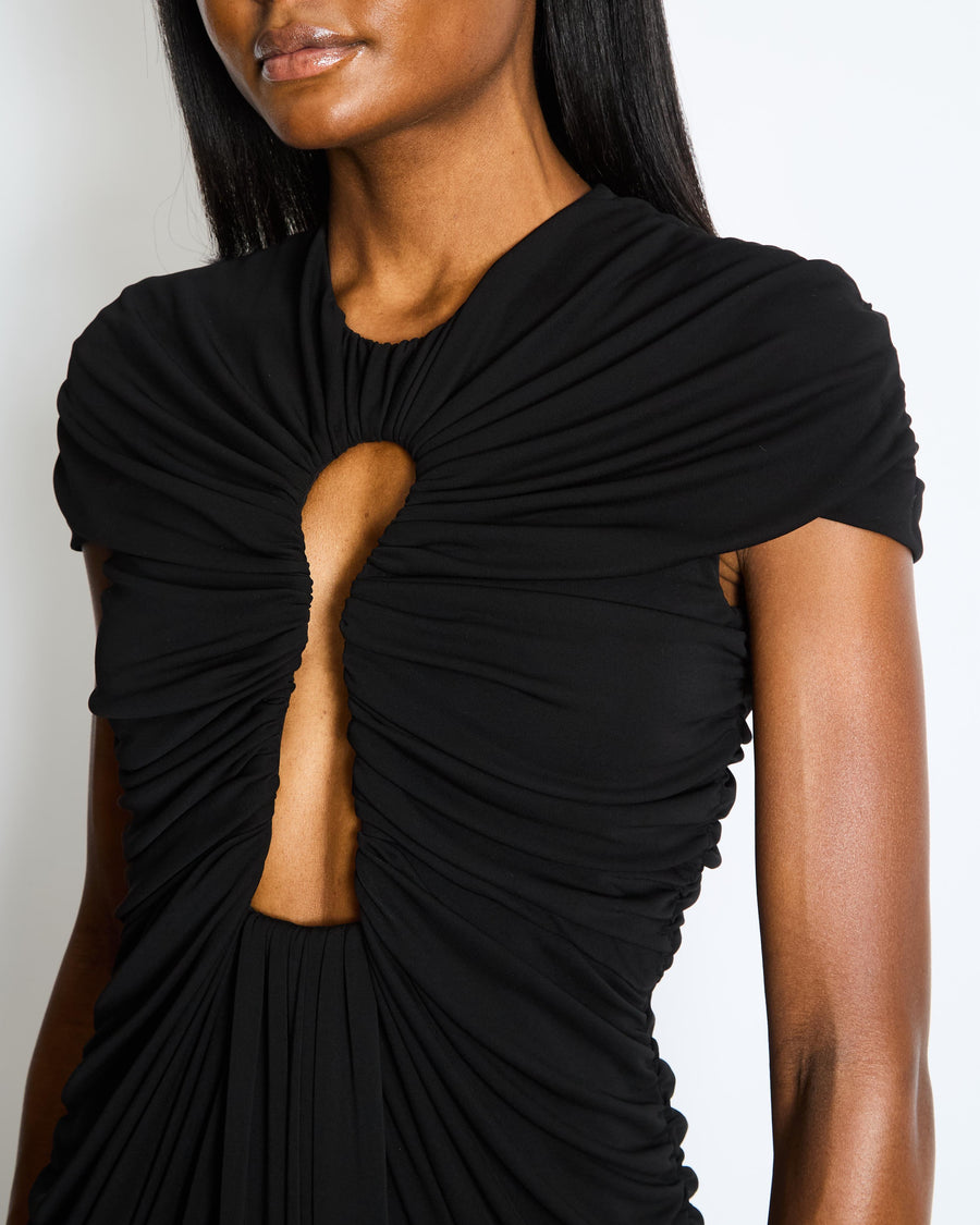 Schiaparelli Black Long Keyhole Dress With Zip Detail Size FR 38 (UK 10)