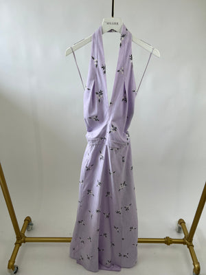 Erdem Purple Floral Maxi Dress with Back Tie and Pocket Detail FR 40 (UK 12)