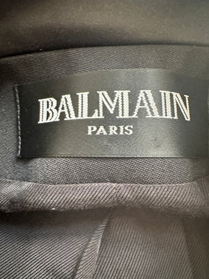 Balmain Black Double-Breasted Blazer with Safari Pockets and Gold Buttons Size FR 40 (UK 12)