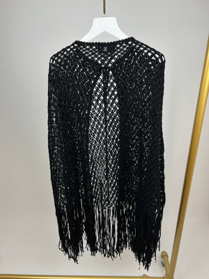 Chanel Black Wool Crochet Poncho with Tassel Detail FR 34/36 (UK 6/UK8)