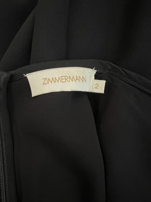 Zimmermann Black Long-Sleeved Maxi Dress with Front Cut-Out and Net Waistband Detail Size 2 (UK 12)
