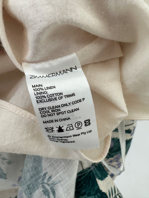 Zimmermann Ivory Floral Halter Neck Cut-Out Midi Dress Size 0 (UK 8)