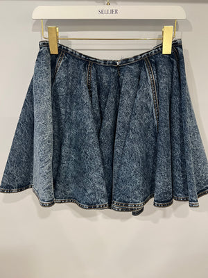 Alaia Blue Denim Pleated Mini Skirt Size FR 36 (UK 8) RRP £1,100