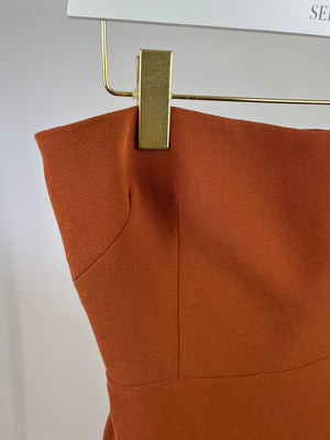 Alex Perry Rust Bandeau Crepe Midi Dress Size UK 10