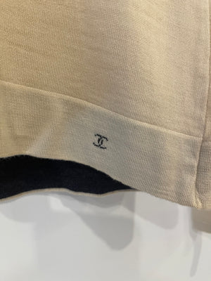 Chanel Beige Wool Long-Sleeve Jumper with CC Logo Detail FR 42 (UK 14)
