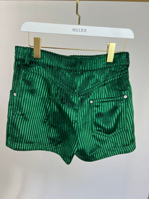 Louis Vuitton Green Velvet Striped Shorts FR 36 (UK 8)