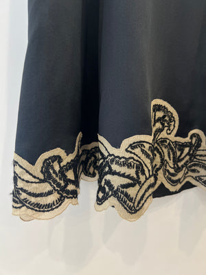 Prada Black Silk Lingerie Top and Midi Skirt Set with Embroidery Details Size IT 42 (UK 10)