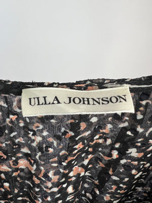 Ulla Johnson Black, Cream and Pink Floral Print Dress with Ruffle Detail Size US 2 (UK 6)