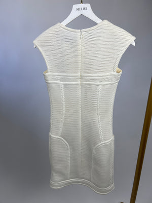 Chanel White Textured Sleeveless Mini Dress with Pocket Detail Size FR 34 (UK 6)