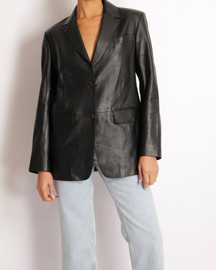 Max Mara Weekend Black Lambskin Leather Blaze Jacket Size IT 40 (UK 8)