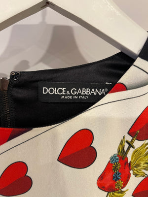 Dolce & Gabbana Black Playing Cards Midi Dress Size IT 44 (UK 12)